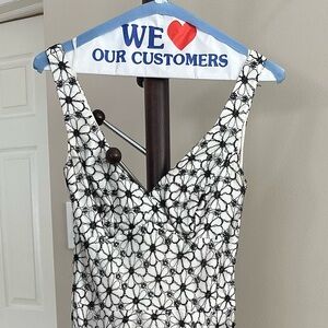 Sue Wong Black and White Floral A-Line Dress